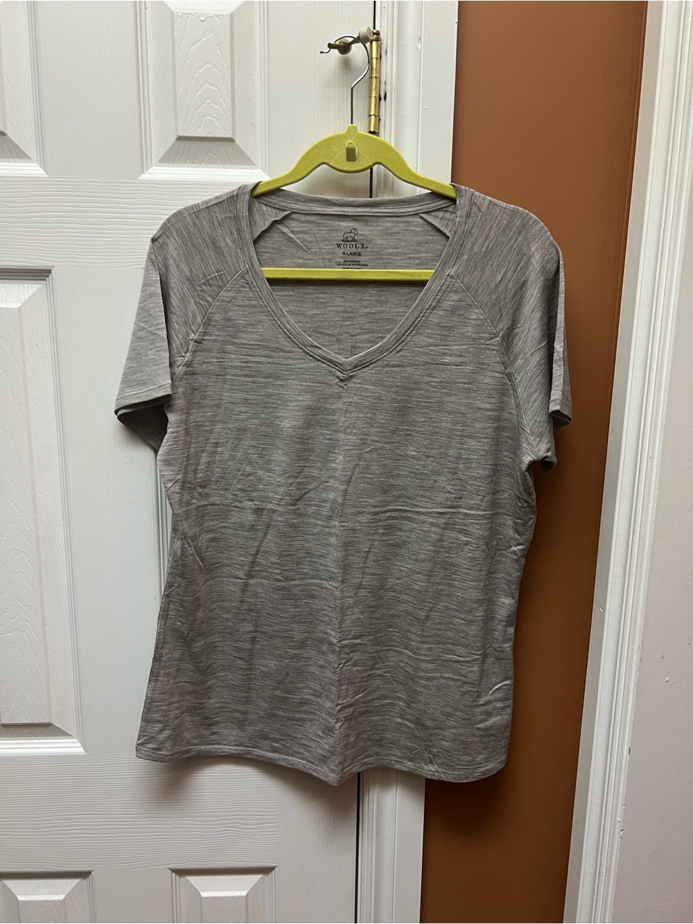 Woolx Women's Heather Gray V‑Neck Short Sleeve Tee